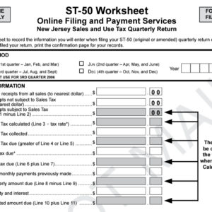 New Jersey St-50 Worksheet