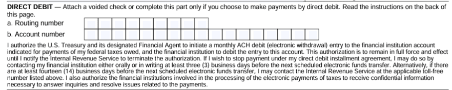 Form 433-D Routing Number & Account Number