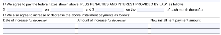 Form 433-D Amount of Payment