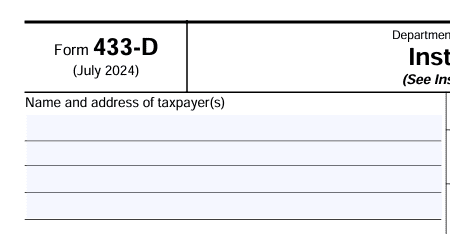 Form 433-D Name and Address